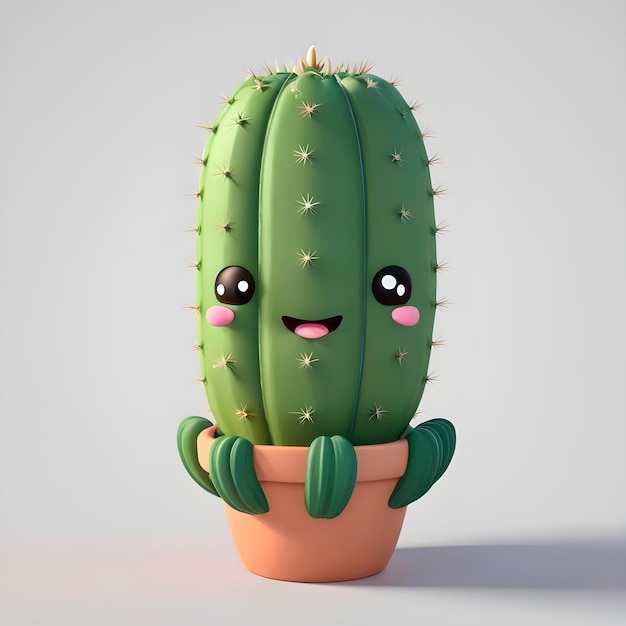 Foto leuke cactus in een pot cartoon