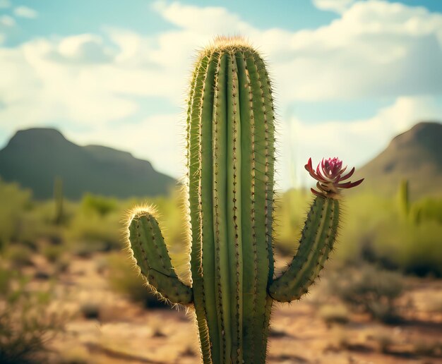 Leuke cactus met glimlachend emoticon gezicht in het midden van de woestijn veel cactussen geïsoleerd op wit of zwart