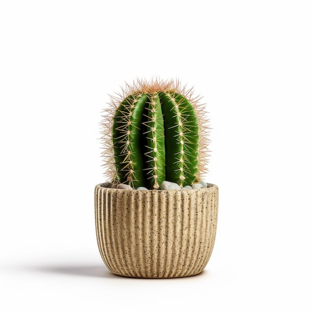 Leuke cactusplanten in pot afbeelding witte achtergrond AI Gegenereerde kunst