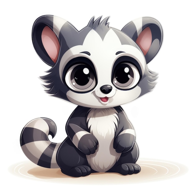 Leuke cartoon 3D personage lemur Illustratie op witte achtergrond