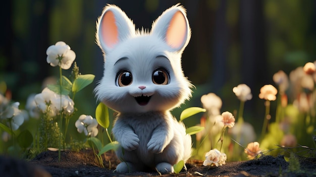 Leuke cartoon bunny cub heart uw achtergrond afbeelding desktop wallpaper achtergronden hd