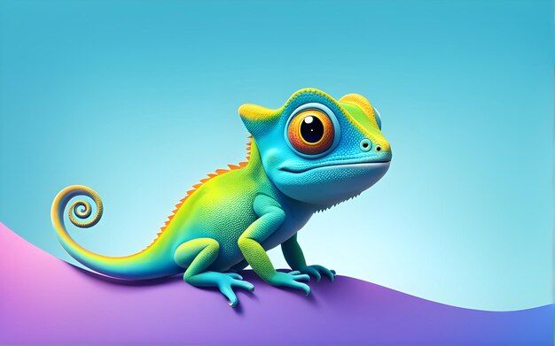 Leuke cartoon chameleon personage Banner Solid Gradient achtergrond