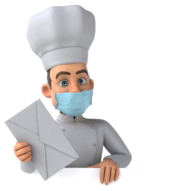 Leuke cartoon chef-kok met een masker