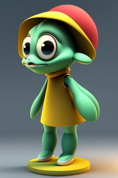 Leuke cartoon dier schildpad 3D-model rendering karakter anime stijl illustratie