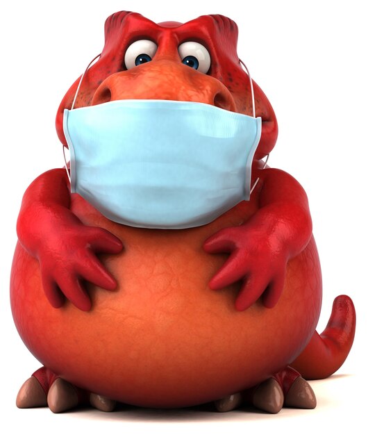 Leuke cartoon dinosaurus met een masker