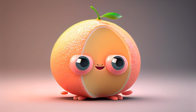 Leuke Cartoon Grapefruit Karakter Generatieve AI