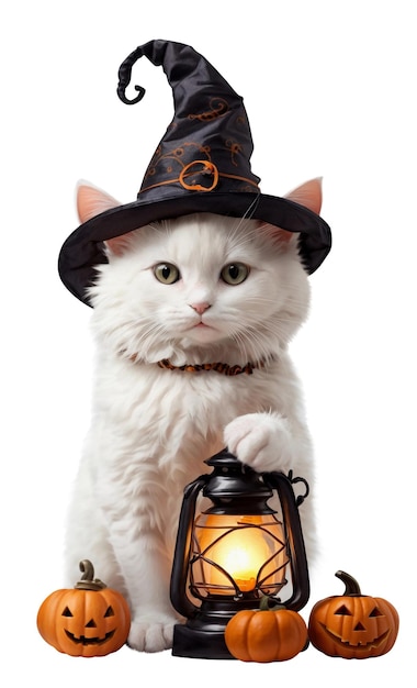 Leuke cartoon halloween witte kat