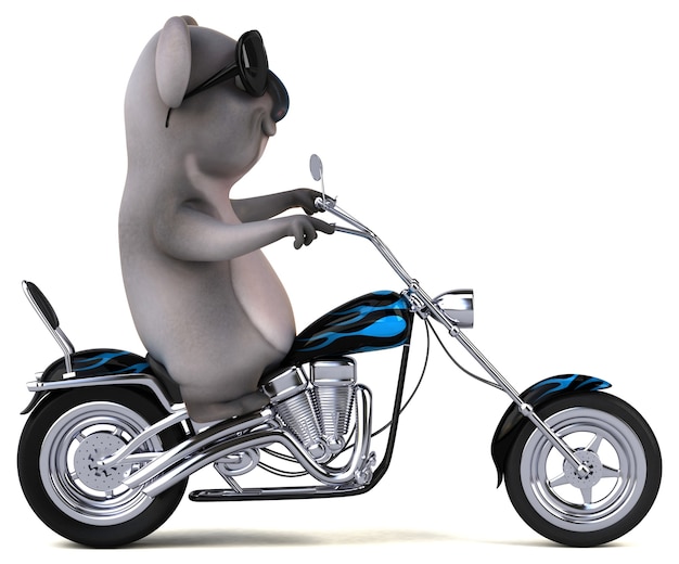 Leuke cartoon Koala op een motor
