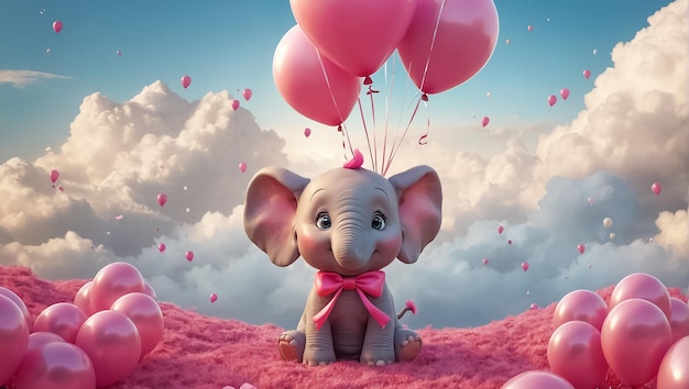 Leuke cartoon olifant met ballonnen