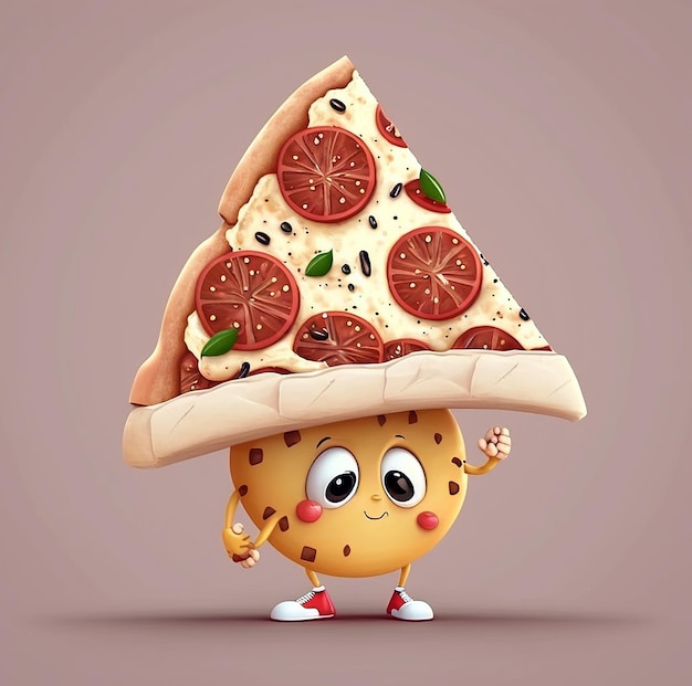 Leuke Cartoon Pizza Karakter Illustratie Door Generatieve AI