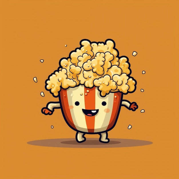 Leuke Cartoon Popcorn Dansende Karakter Generatieve AI