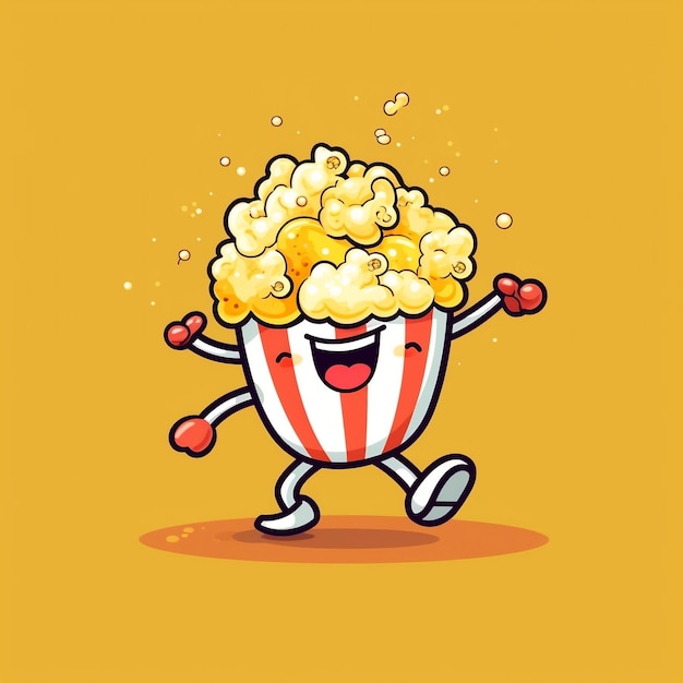 Leuke Cartoon Popcorn Dansende Karakter Generatieve AI