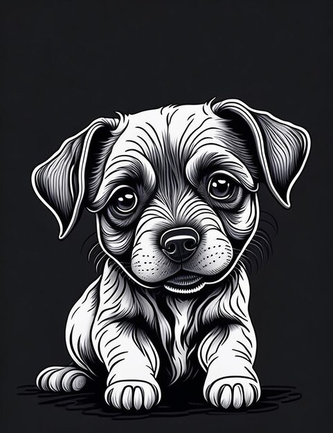 Leuke Cartoon puppy en hond Illustraton