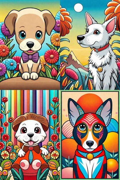 Leuke Cartoon puppy en hond Illustraton