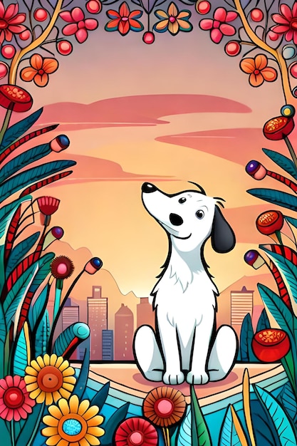 Leuke Cartoon puppy en hond Illustraton