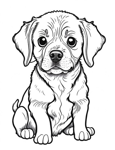 Leuke Cartoon puppy en hond Illustraton