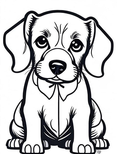 Foto leuke cartoon puppy en hond illustraton