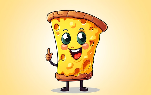 Leuke cartoon slice van pizza mascotte geven duimen omhoog