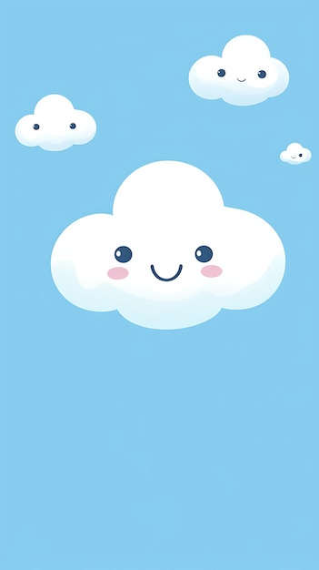 Leuke cartoon wolk mobiele behang