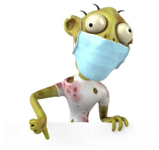 Foto leuke cartoon zombie met een masker