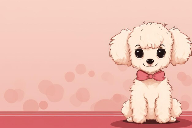 Foto leuke cartoonbanner met poodle dog ai gegenereerd