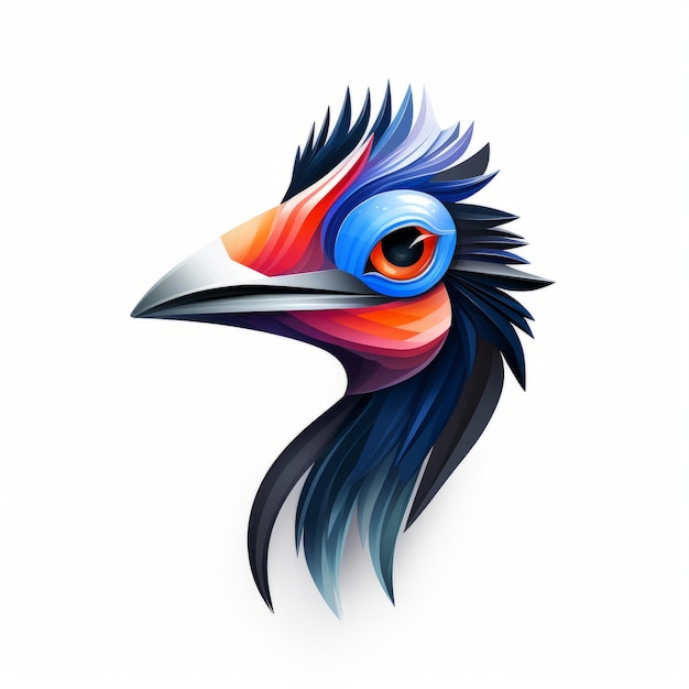 Leuke Cassowary 3D logo in minimalistische stijl