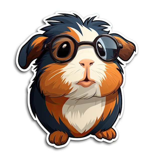 Leuke cavia-sticker met witte achtergrondstreep Vector-illustratie