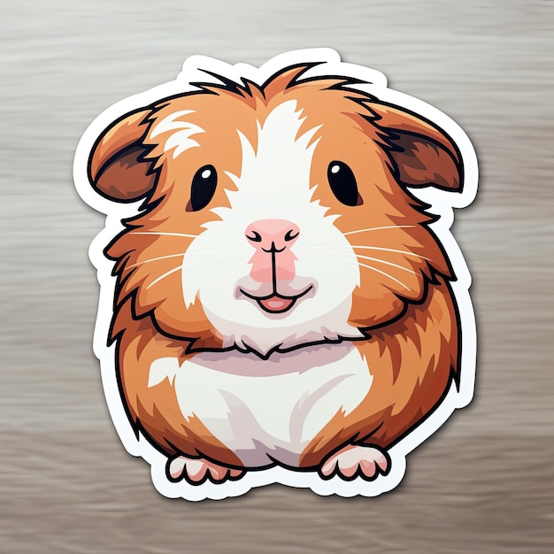 Foto leuke cavia-sticker met witte achtergrondstreep vector-illustratie