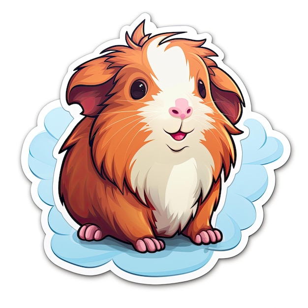 Leuke cavia-sticker met witte achtergrondstreep Vector-illustratie