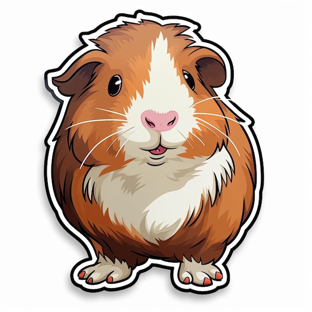 Leuke cavia-sticker met witte achtergrondstreep Vector-illustratie