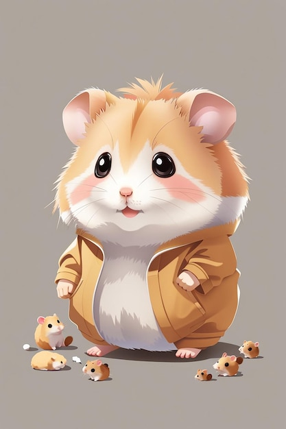 Leuke Chibi kawaii hamster illustratie