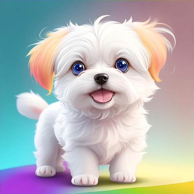 Leuke Chibi White Dog-karakter Generatieve AI