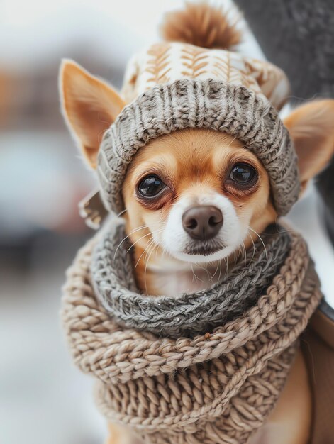 Foto leuke chihuahua in winterkleding.