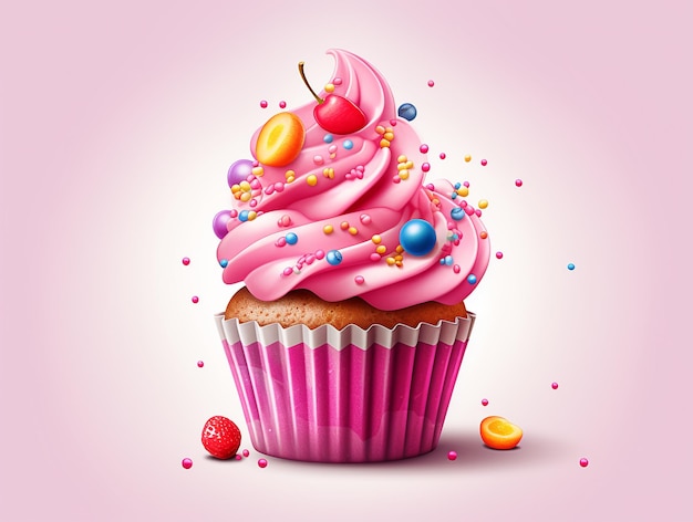 Leuke Cupcake in Pastelkleur AI Gegenereerd