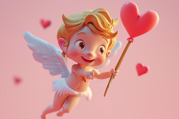 Leuke cupido cherub d stijl illustratie