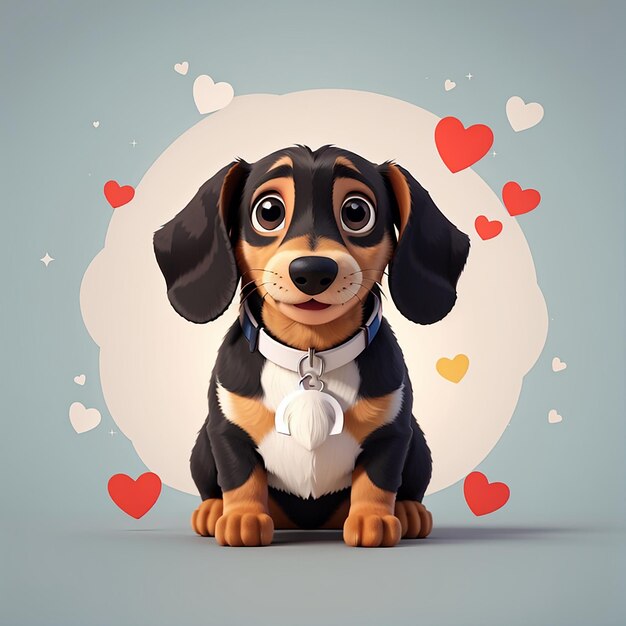 Leuke dachshund hond met vorm liefde cartoon vector icoon illustratie dier liefde icoon geïsoleerd