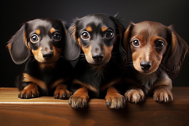 Leuke dachsund puppy zit op een bank hond dier portret huisdieren