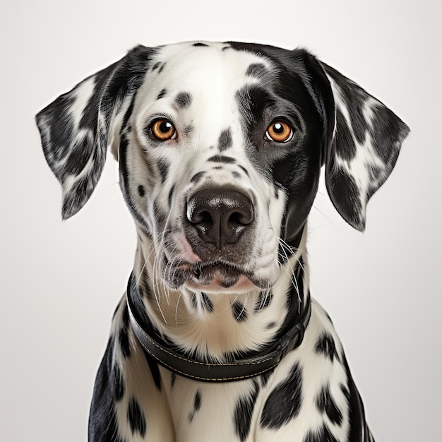 Leuke Dalmatische puppy voor een witte achtergrond AI gegenereerde afbeelding