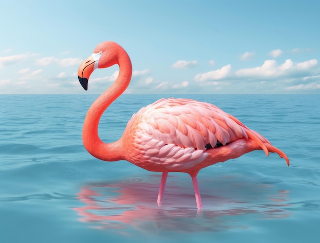 Leuke de zomerachtergrond met roze flamingo Illustratie AI GenerativexA