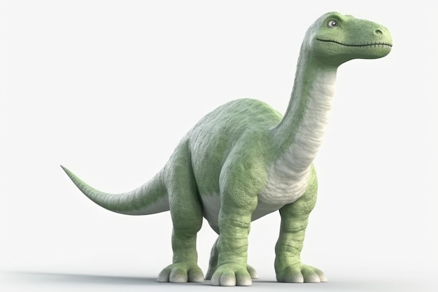 Leuke Dinosaurus Cartoon Diplodocus Op Witte Achtergrond Generatieve AI