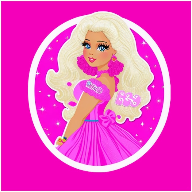 Leuke disco barbie pop stickers roze ontwerp