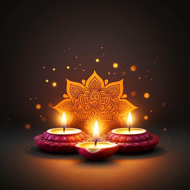 Leuke Diwali achtergrond met realistische lamp