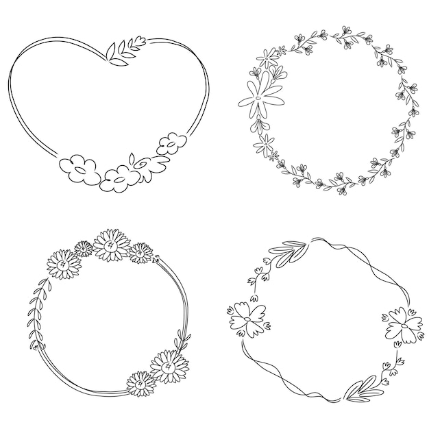 Leuke doodle bloemenkrans transparante png collectie