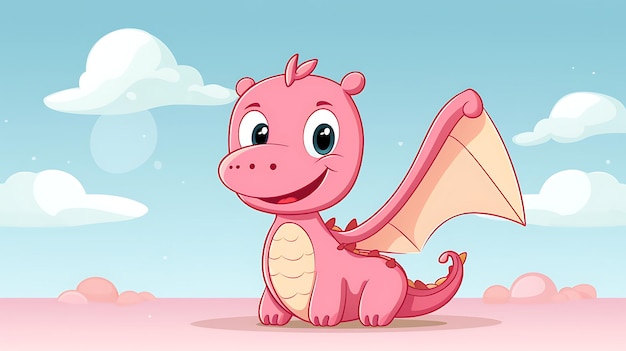 Leuke draak pastel cartoon achtergrond