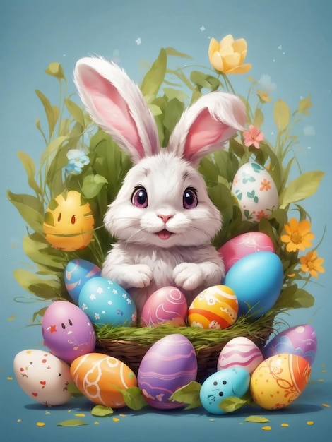 Leuke Easter Bunny Egg kaart achtergrond