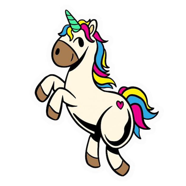 Leuke eenhoorn png sticker cartoon illustratie doorzichtige achtergrond