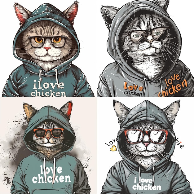 Leuke en coole kat illustratie