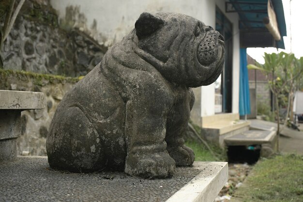 Leuke en grappige bulldog sculptuur standbeeld voogd hond