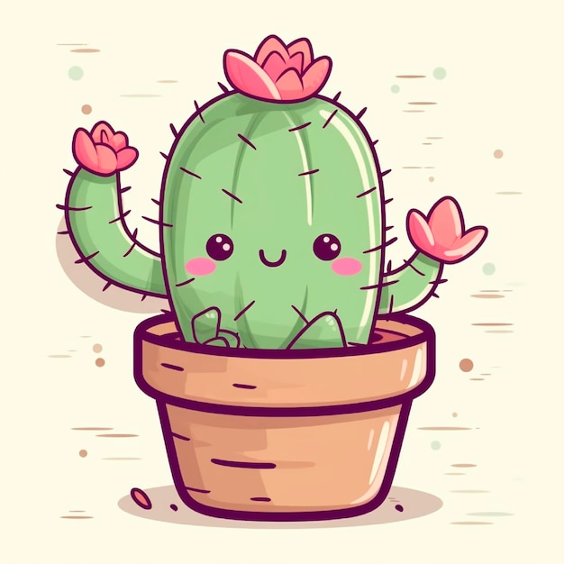 Leuke en schattige kawaiicactus