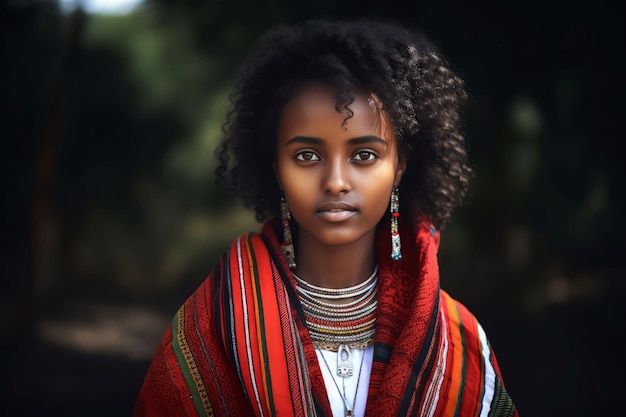 Leuke Ethiopische vrouw Gezicht schattige vrouw Genereer Ai